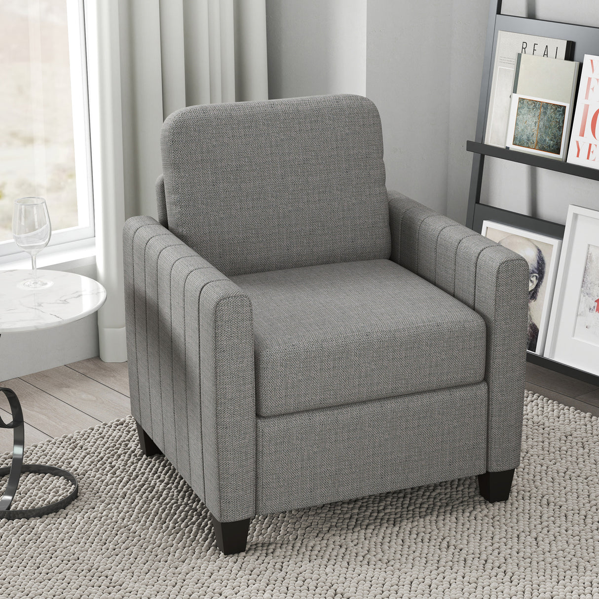Polyester Fabric Armchair 78cm Wide - Velmora