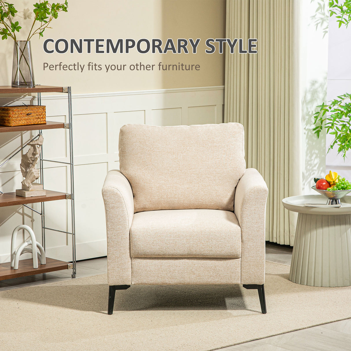 Polyester Fabric Armchair 82cm Wide - Velmora