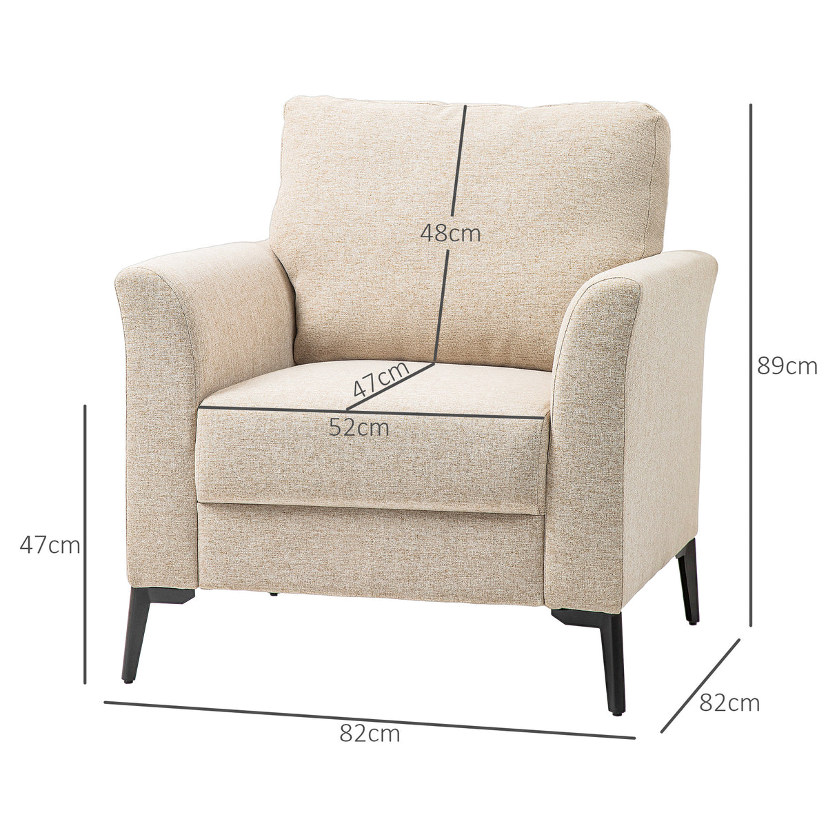 Polyester Fabric Armchair 82cm Wide - Velmora