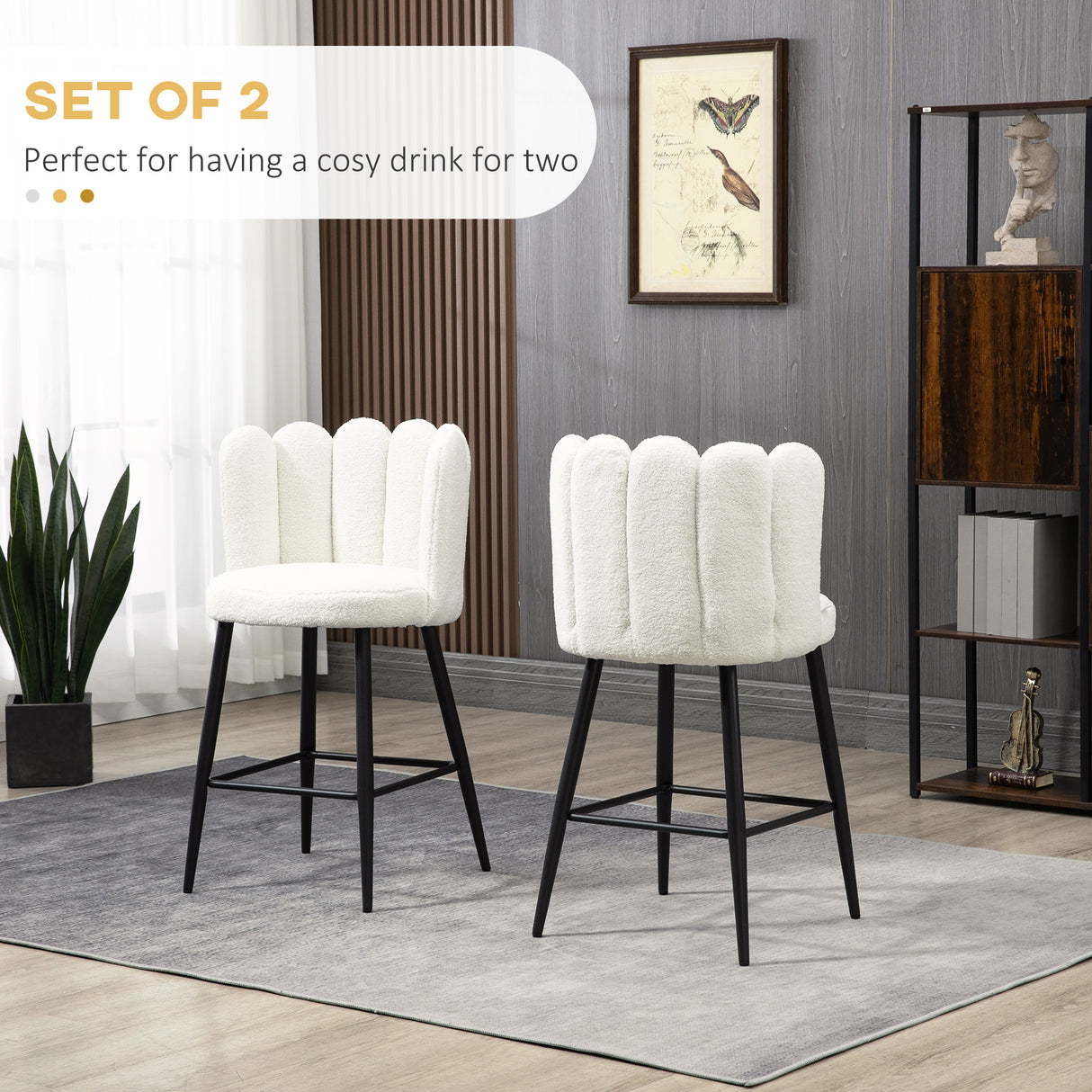 Polyester Fabric Bar Chairs in Set Of 2 - Velmora