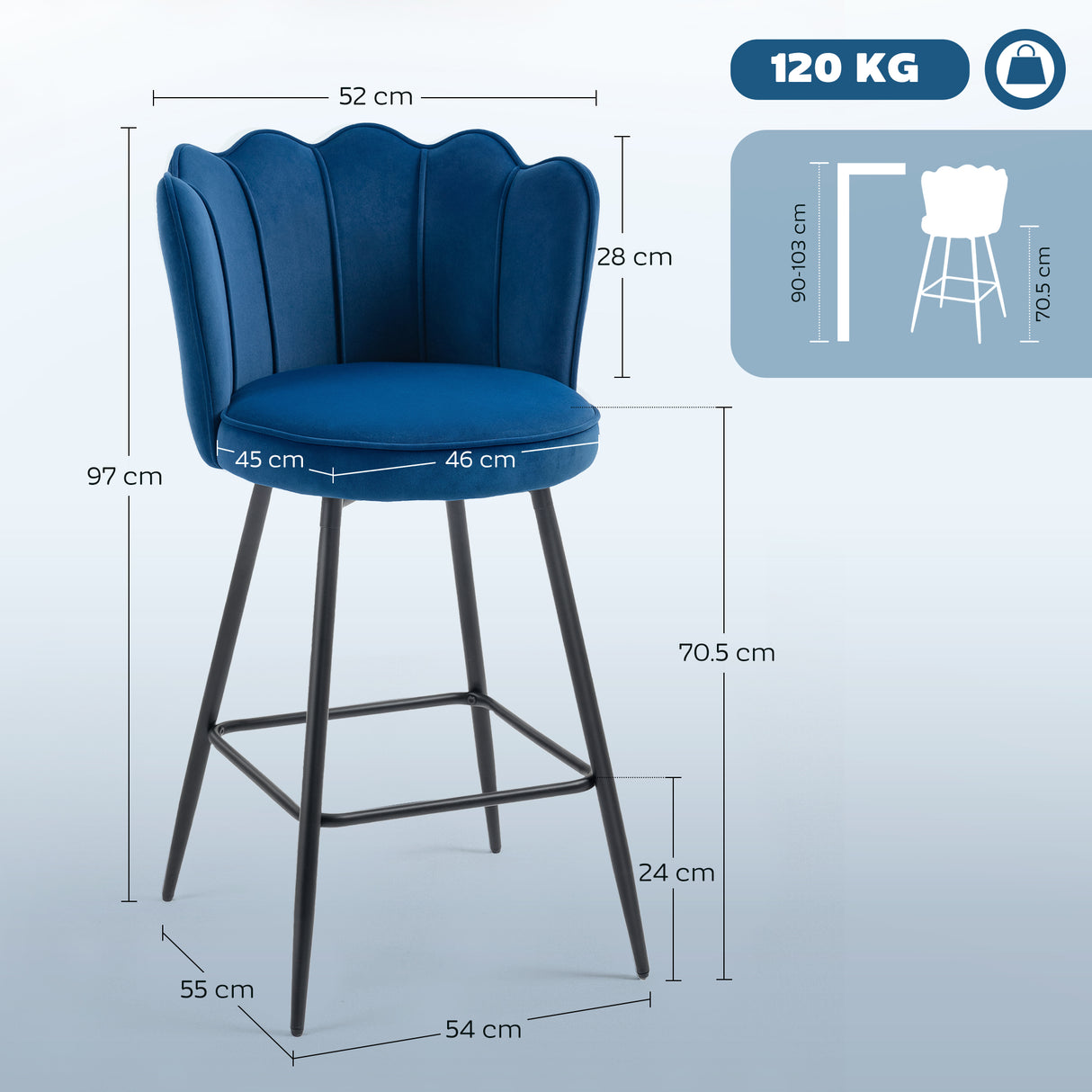 Polyester Fabric Bar Chairs in Set Of 2 - Velmora