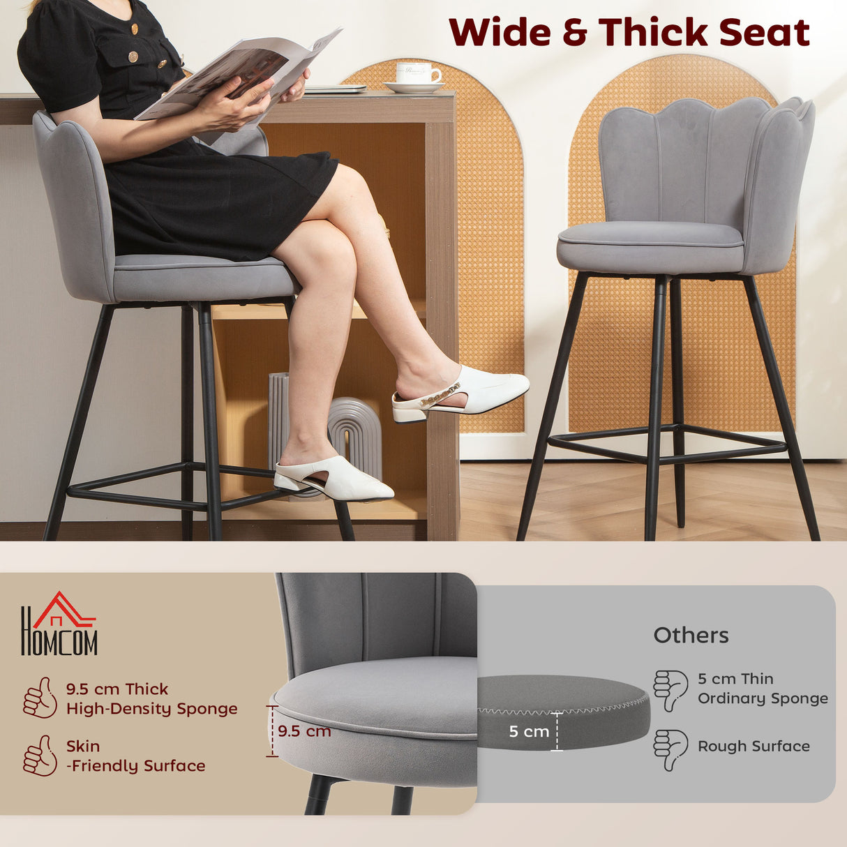 Polyester Fabric Bar Chairs in Set Of 2 - Velmora