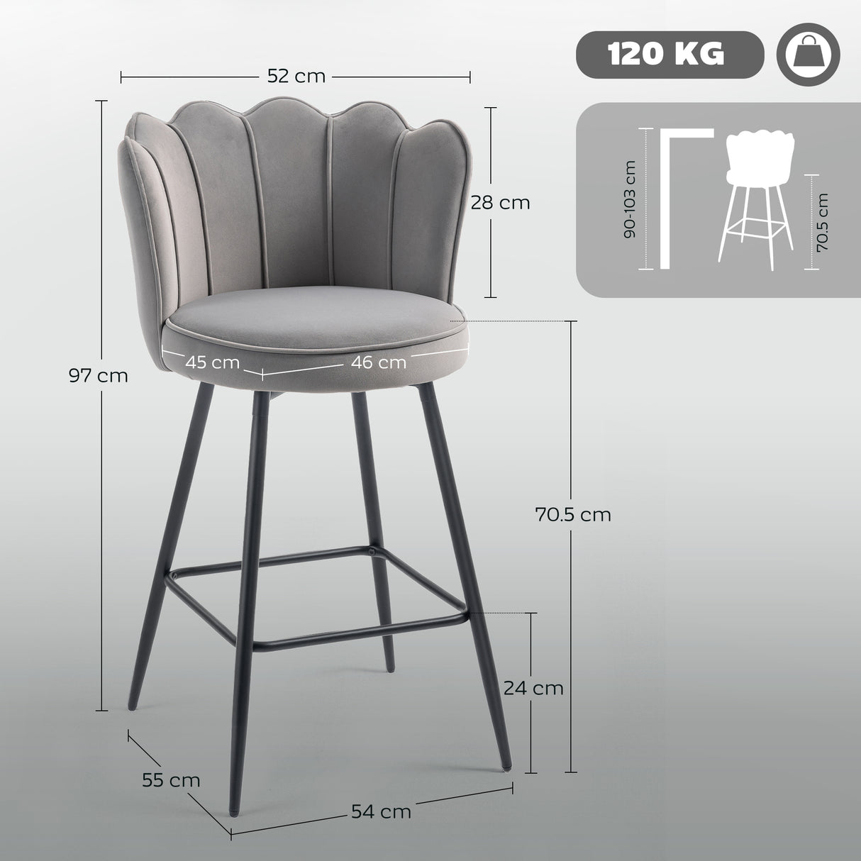 Polyester Fabric Bar Chairs in Set Of 2 - Velmora