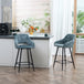 Polyester Fabric Bar Chairs in Set Of 2 With Steel Legs - Velmora