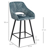 Polyester Fabric Bar Chairs in Set Of 2 With Steel Legs - Velmora