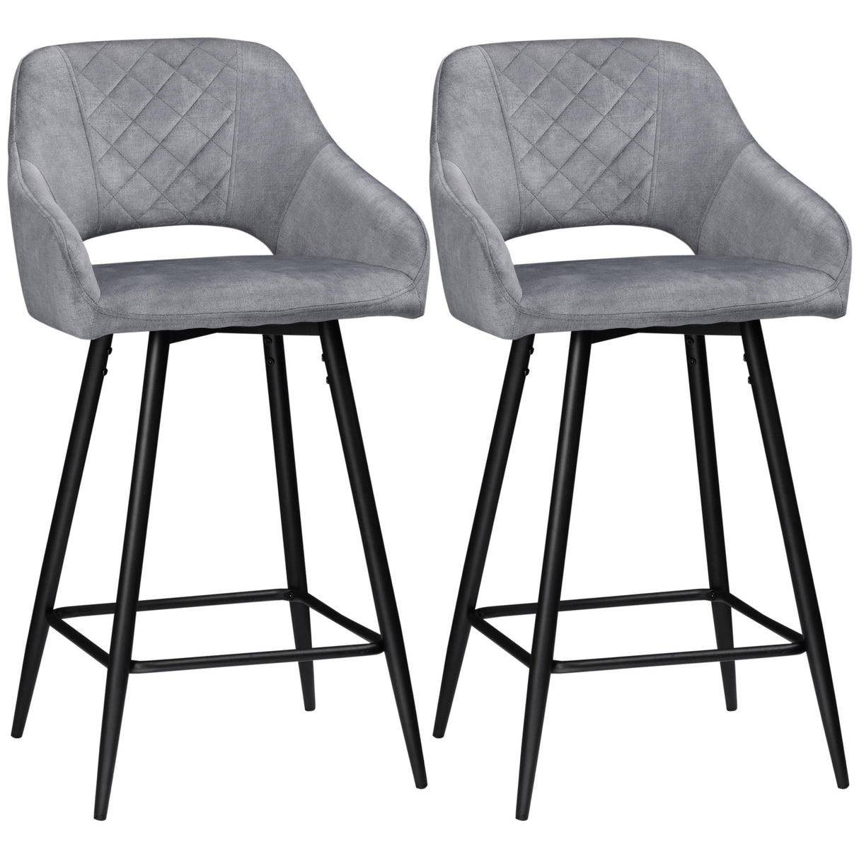 Polyester Fabric Bar Chairs in Set Of 2 With Steel Legs - Velmora