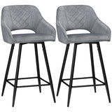 Polyester Fabric Bar Chairs in Set Of 2 With Steel Legs - Velmora