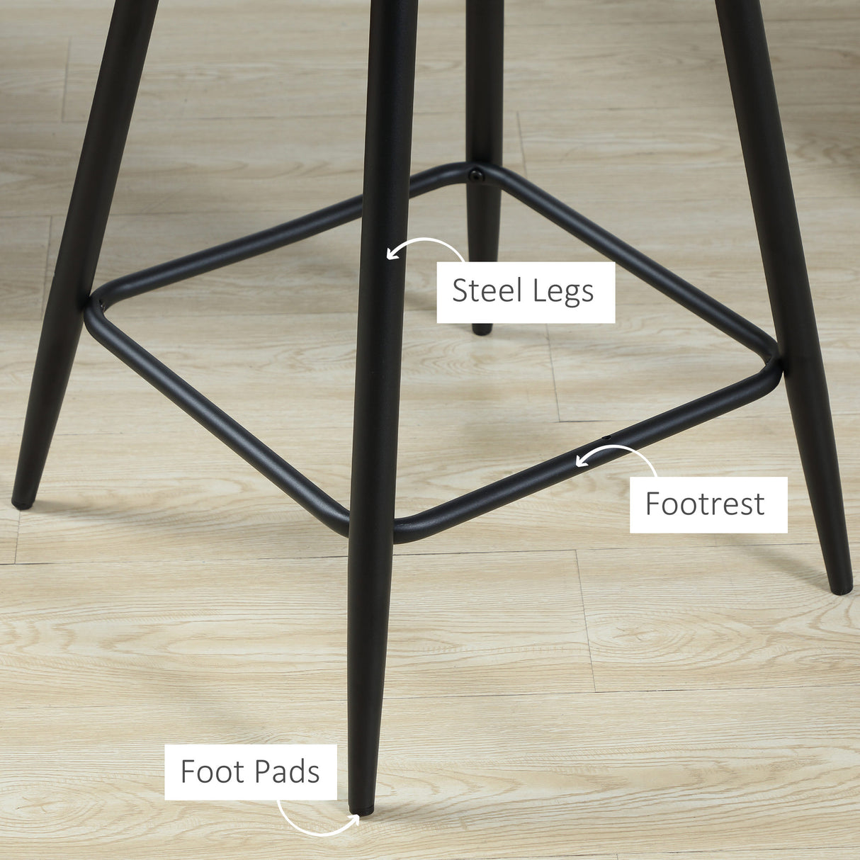 Polyester Fabric Bar Chairs in Set Of 2 With Steel Legs - Velmora