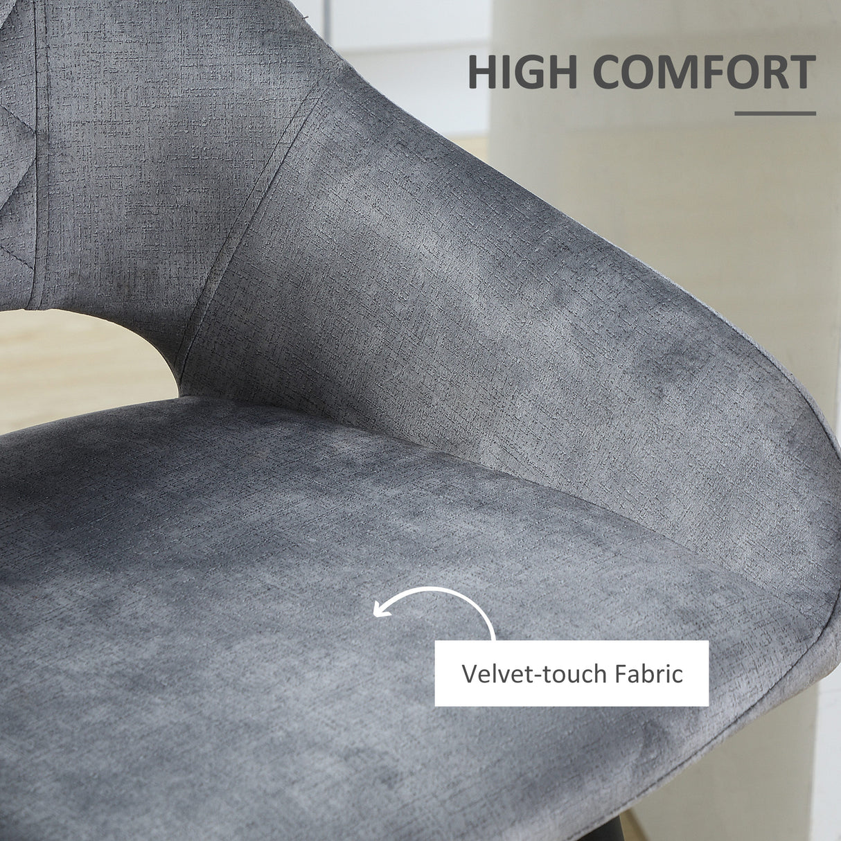 Polyester Fabric Bar Chairs in Set Of 2 With Steel Legs - Velmora