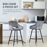 Polyester Fabric Bar Chairs in Set Of 2 With Steel Legs - Velmora