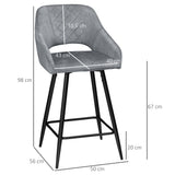 Polyester Fabric Bar Chairs in Set Of 2 With Steel Legs - Velmora