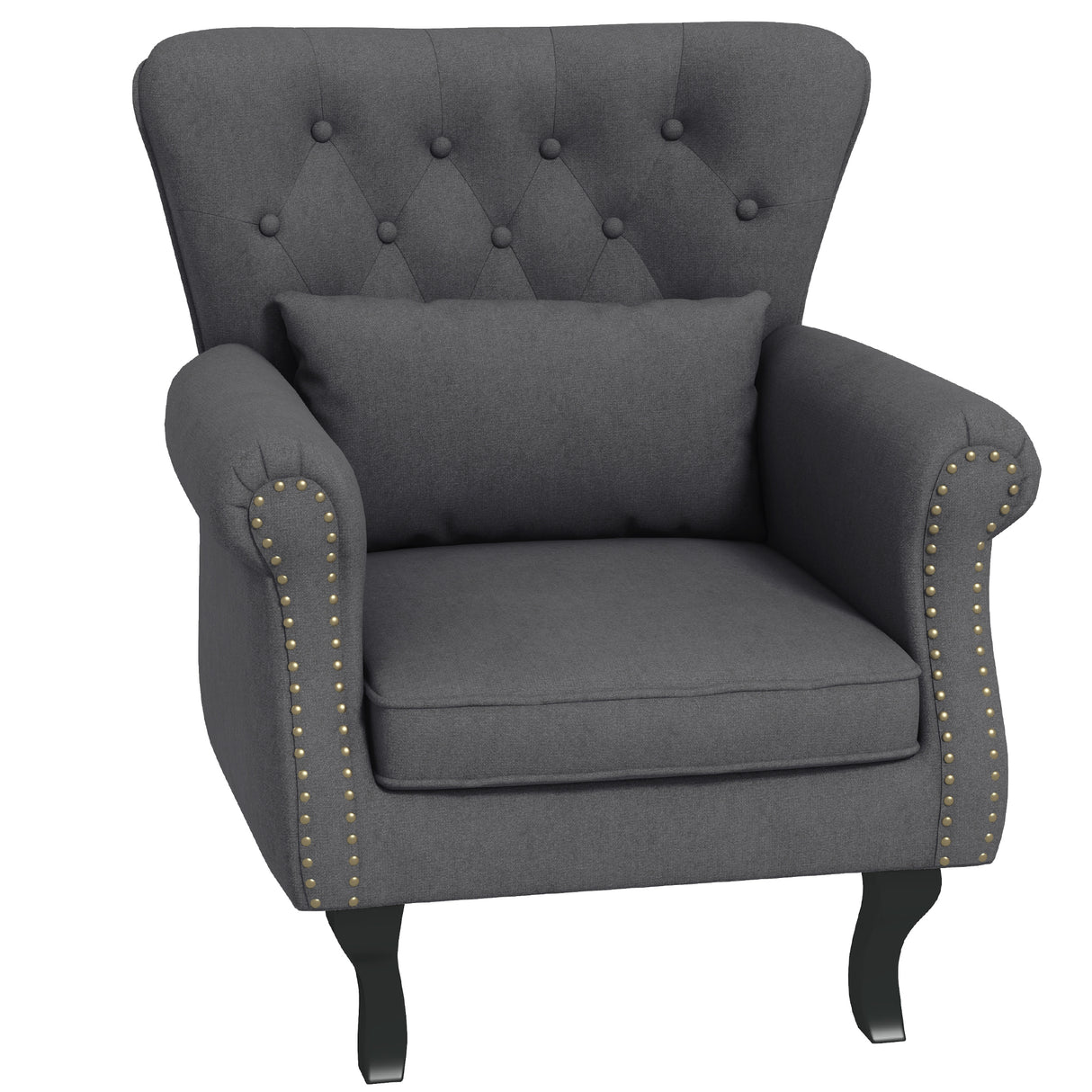 Polyester Fabric Chesterfield Accent Chair 76cm Wide - Velmora