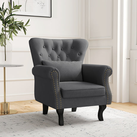 Polyester Fabric Chesterfield Accent Chair 76cm Wide - Velmora