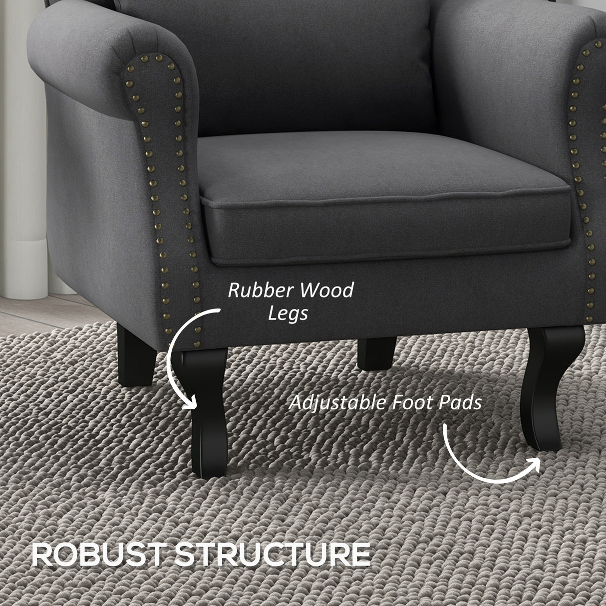 Polyester Fabric Chesterfield Accent Chair 76cm Wide - Velmora