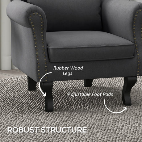 Polyester Fabric Chesterfield Accent Chair 76cm Wide - Velmora
