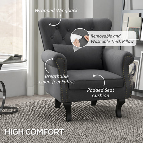 Polyester Fabric Chesterfield Accent Chair 76cm Wide - Velmora