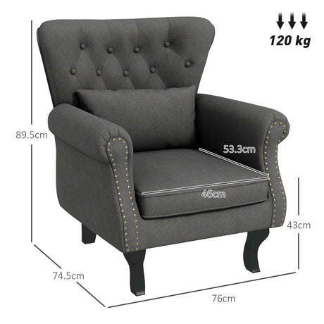 Polyester Fabric Chesterfield Accent Chair 76cm Wide - Velmora