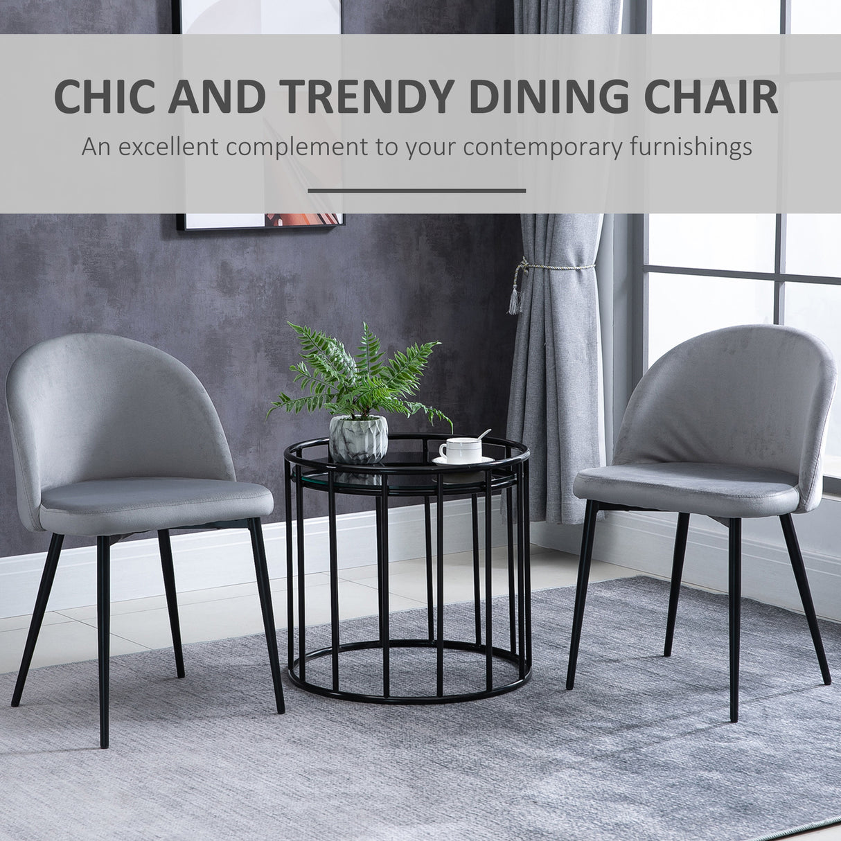 Polyester Fabric Dining Chairs in Set Of 2 - Velmora