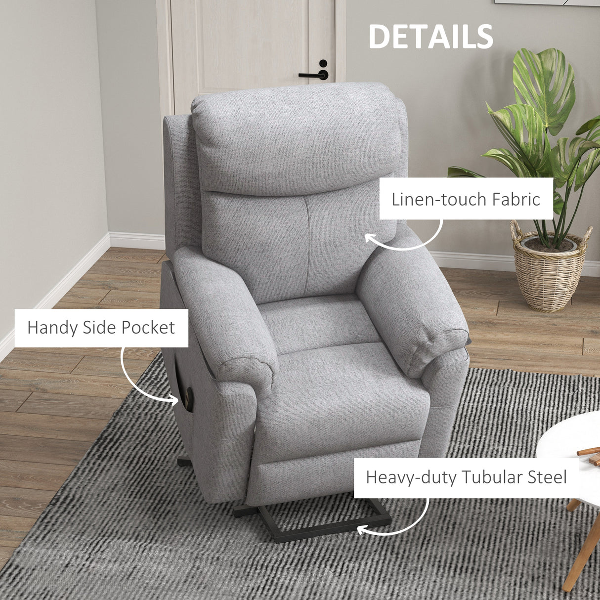 Polyester Fabric Electric Recliner Chair 83cm Wide - Velmora