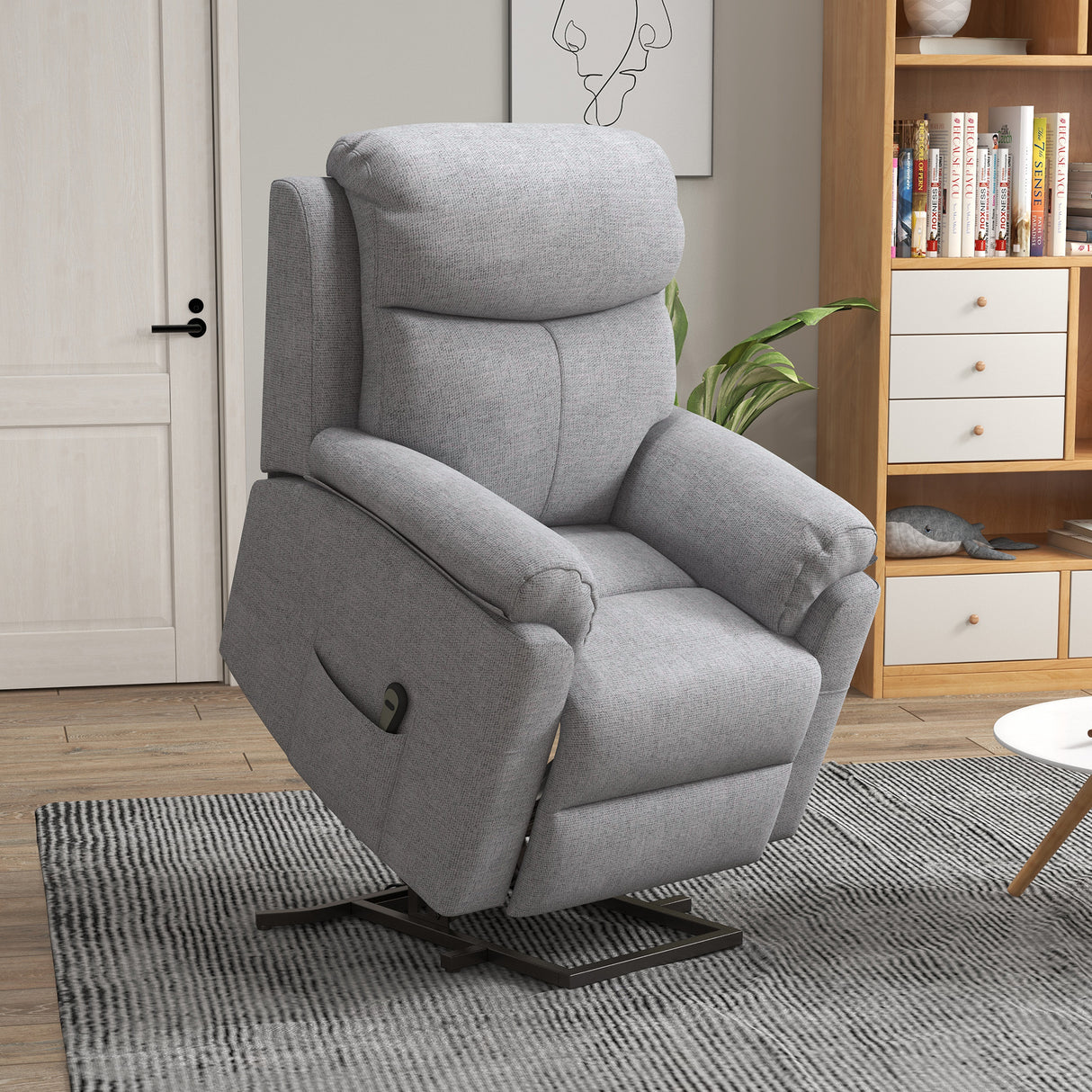 Polyester Fabric Electric Recliner Chair 83cm Wide - Velmora
