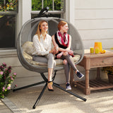 Polyester Fabric Folding Double Egg Swing Chair With Stand And Cushion - Velmora