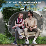 Polyester Fabric Folding Double Egg Swing Chair With Stand And Cushion - Velmora