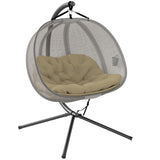 Polyester Fabric Folding Double Egg Swing Chair With Stand And Cushion - Velmora