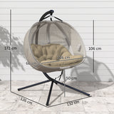 Polyester Fabric Folding Double Egg Swing Chair With Stand And Cushion - Velmora