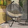 Polyester Fabric Folding Double Egg Swing Chair With Stand And Cushion - Velmora