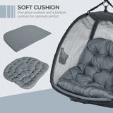 Polyester Fabric Folding Double Egg Swing Chair With Stand And Cushion - Velmora
