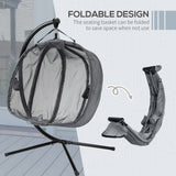 Polyester Fabric Folding Double Egg Swing Chair With Stand And Cushion - Velmora