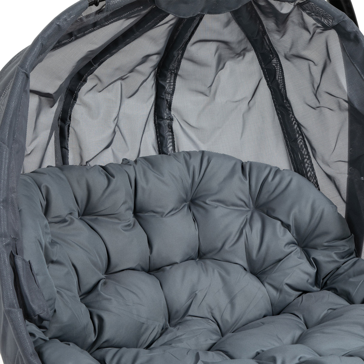 Polyester Fabric Folding Double Egg Swing Chair With Stand And Cushion - Velmora
