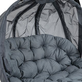 Polyester Fabric Folding Double Egg Swing Chair With Stand And Cushion - Velmora