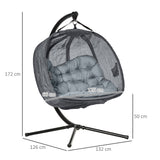 Polyester Fabric Folding Double Egg Swing Chair With Stand And Cushion - Velmora
