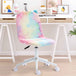 Polyester Fabric Home And Office Chair 41cm Wide With Swivel Wheel - Velmora