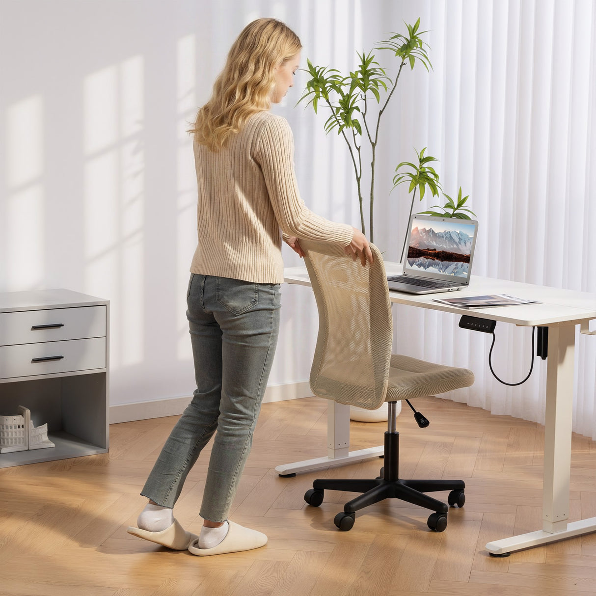 Polyester Fabric Home And Office Chair 43cm W x 54cm D Armless - Velmora