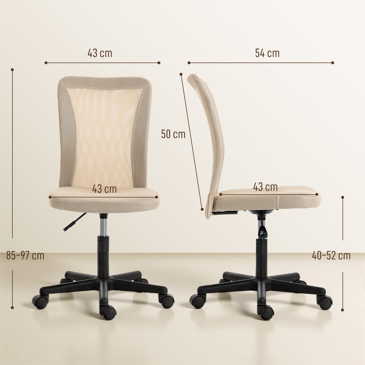 Polyester Fabric Home And Office Chair 43cm W x 54cm D Armless - Velmora