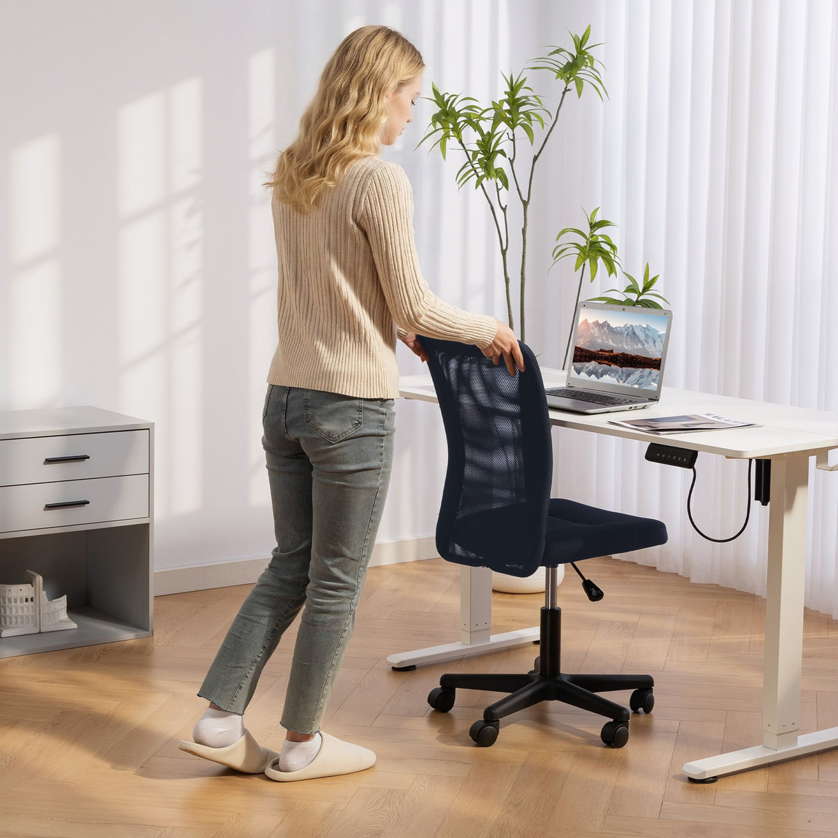 Polyester Fabric Home And Office Chair 43cm W x 54cm D Armless - Velmora