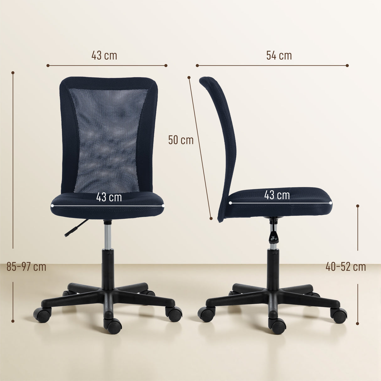 Polyester Fabric Home And Office Chair 43cm W x 54cm D Armless - Velmora