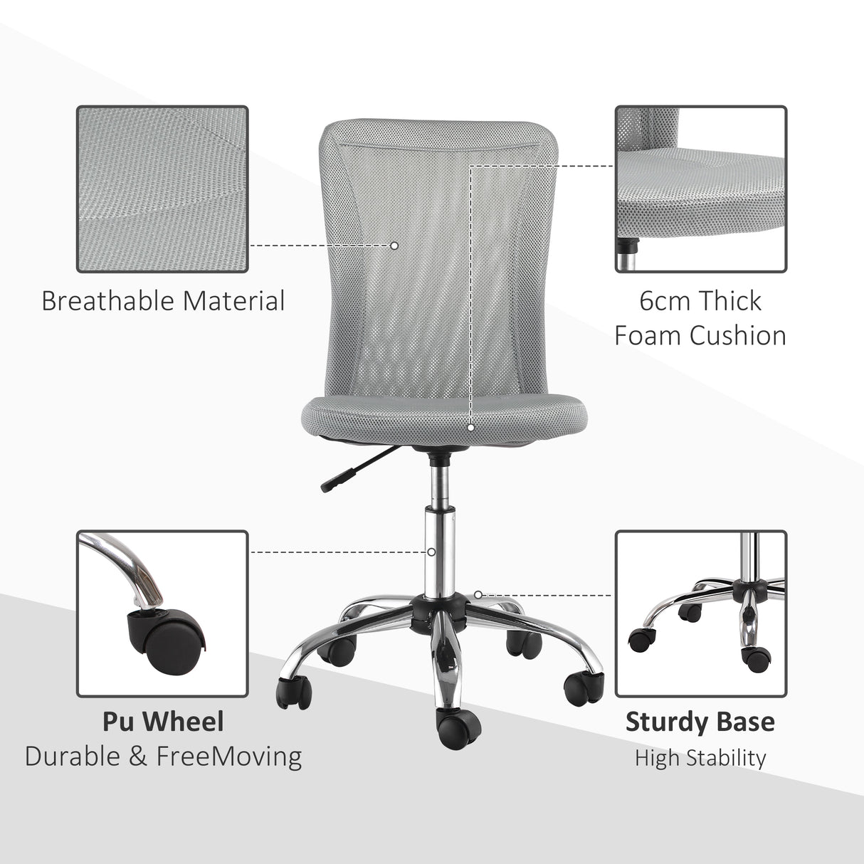 Polyester Fabric Home And Office Chair 43cm W x 58cm D Armless - Velmora