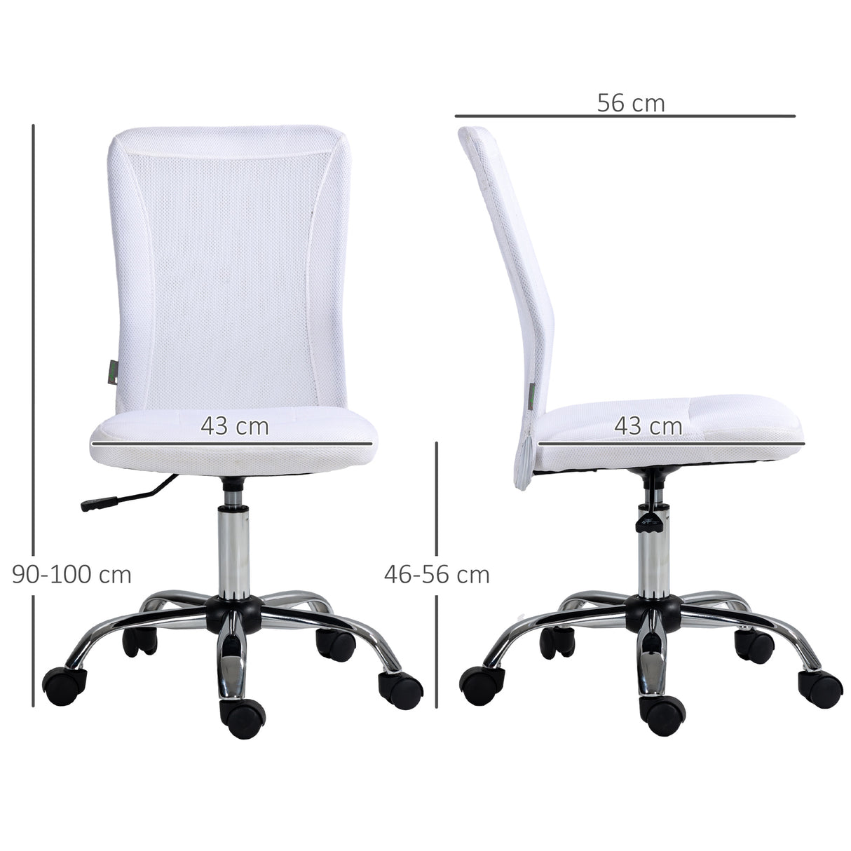 Polyester Fabric Home And Office Chair 43cm W x 58cm D Armless - Velmora
