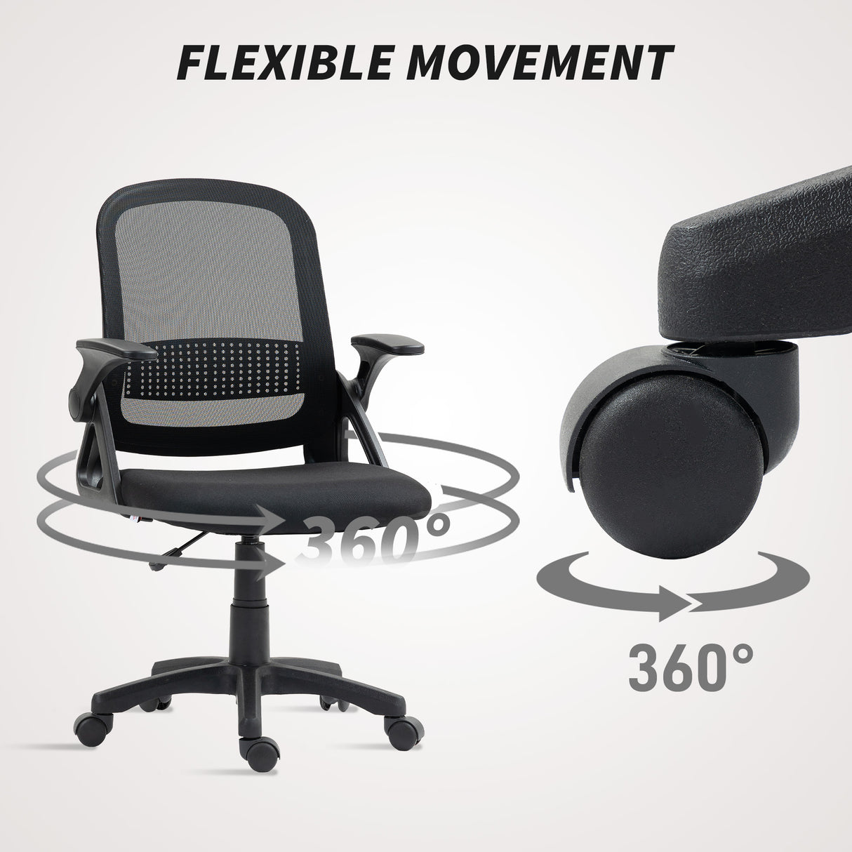 Polyester Fabric Home And Office Chair 57.5cm Wide With Flip Up Armrest - Velmora