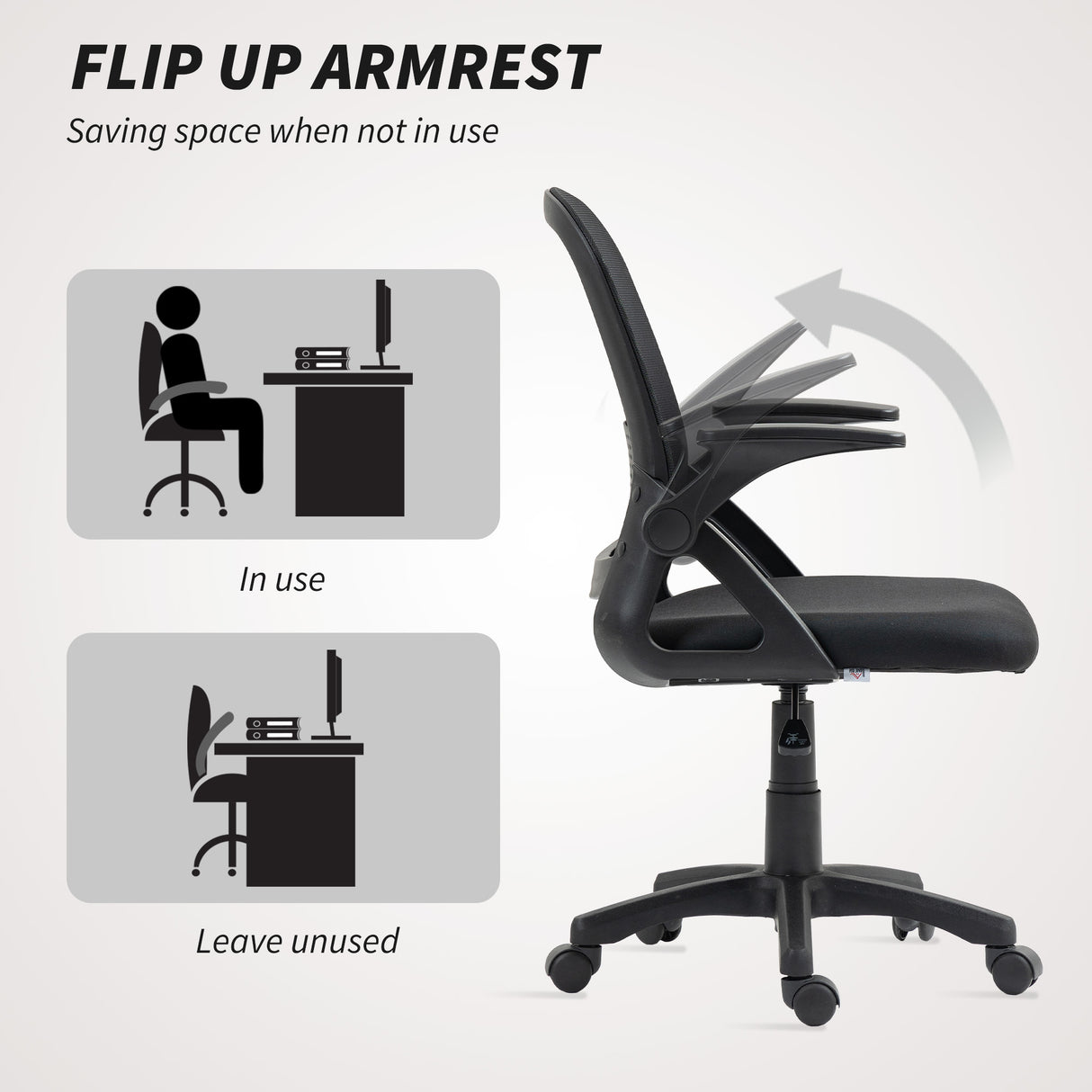 Polyester Fabric Home And Office Chair 57.5cm Wide With Flip Up Armrest - Velmora