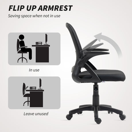 Polyester Fabric Home And Office Chair 57.5cm Wide With Flip Up Armrest - Velmora