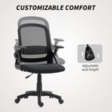 Polyester Fabric Home And Office Chair 57.5cm Wide With Flip Up Armrest - Velmora