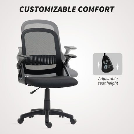 Polyester Fabric Home And Office Chair 57.5cm Wide With Flip Up Armrest - Velmora