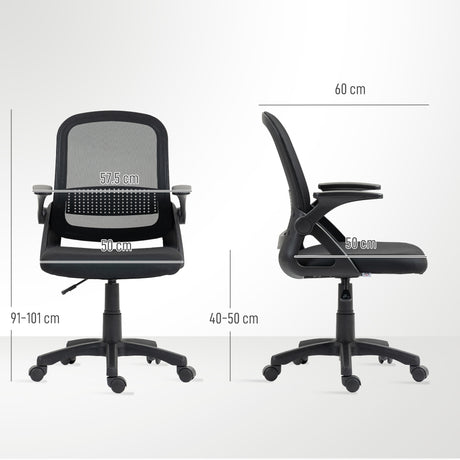 Polyester Fabric Home And Office Chair 57.5cm Wide With Flip Up Armrest - Velmora