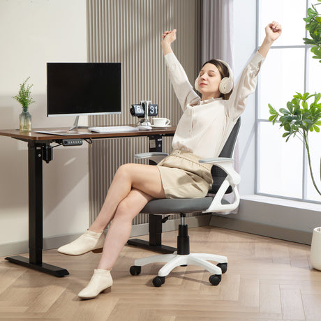 Polyester Fabric Home And Office Chair 57.5cm Wide With Flip Up Armrest - Velmora
