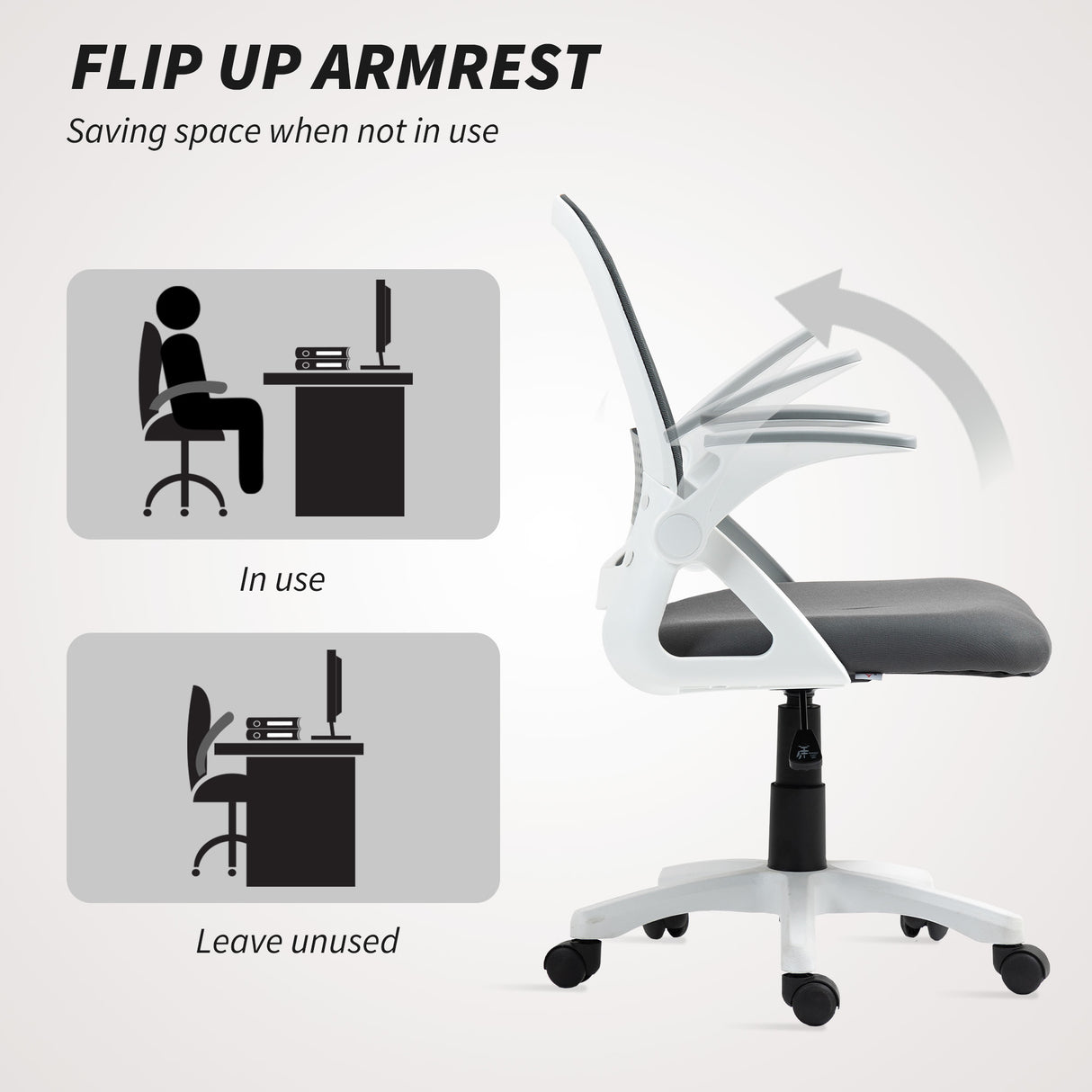 Polyester Fabric Home And Office Chair 57.5cm Wide With Flip Up Armrest - Velmora