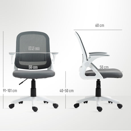 Polyester Fabric Home And Office Chair 57.5cm Wide With Flip Up Armrest - Velmora